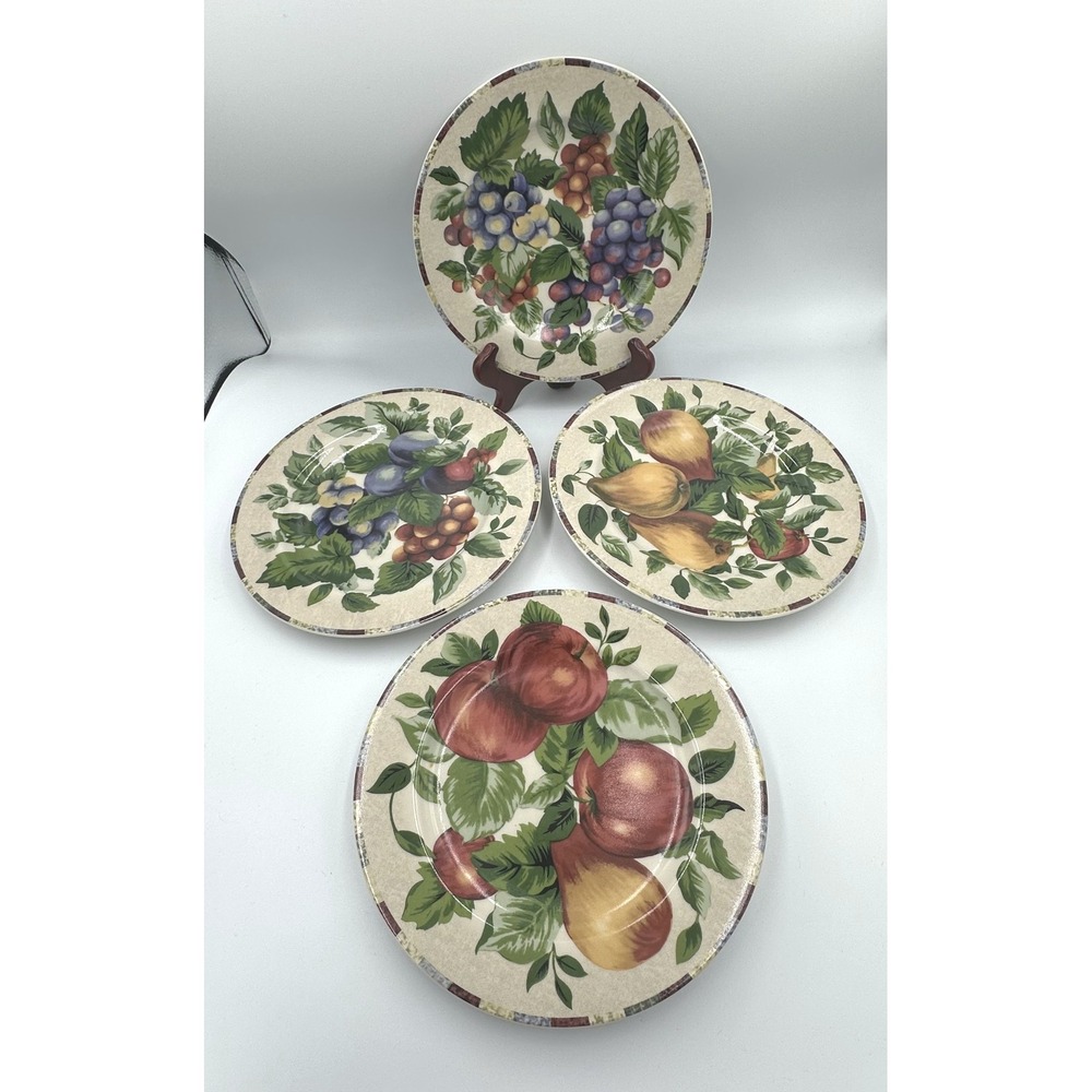 Sakura Oneida Sonoma Excell Fruit Variety Salad Plates Set of 4 Stoneware 8"